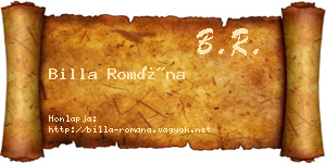 Billa Romána névjegykártya